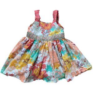 A Little Posh Size 5 Girl’s Multicolored Dress Adjustable Knotted Straps Floral